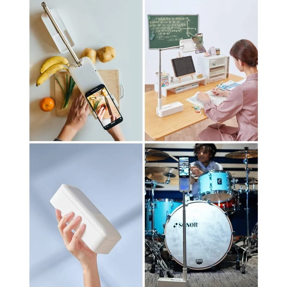 Extendable Tripod Phone Stand with LED Light & 360° (WHITE) | Viozon 🤳